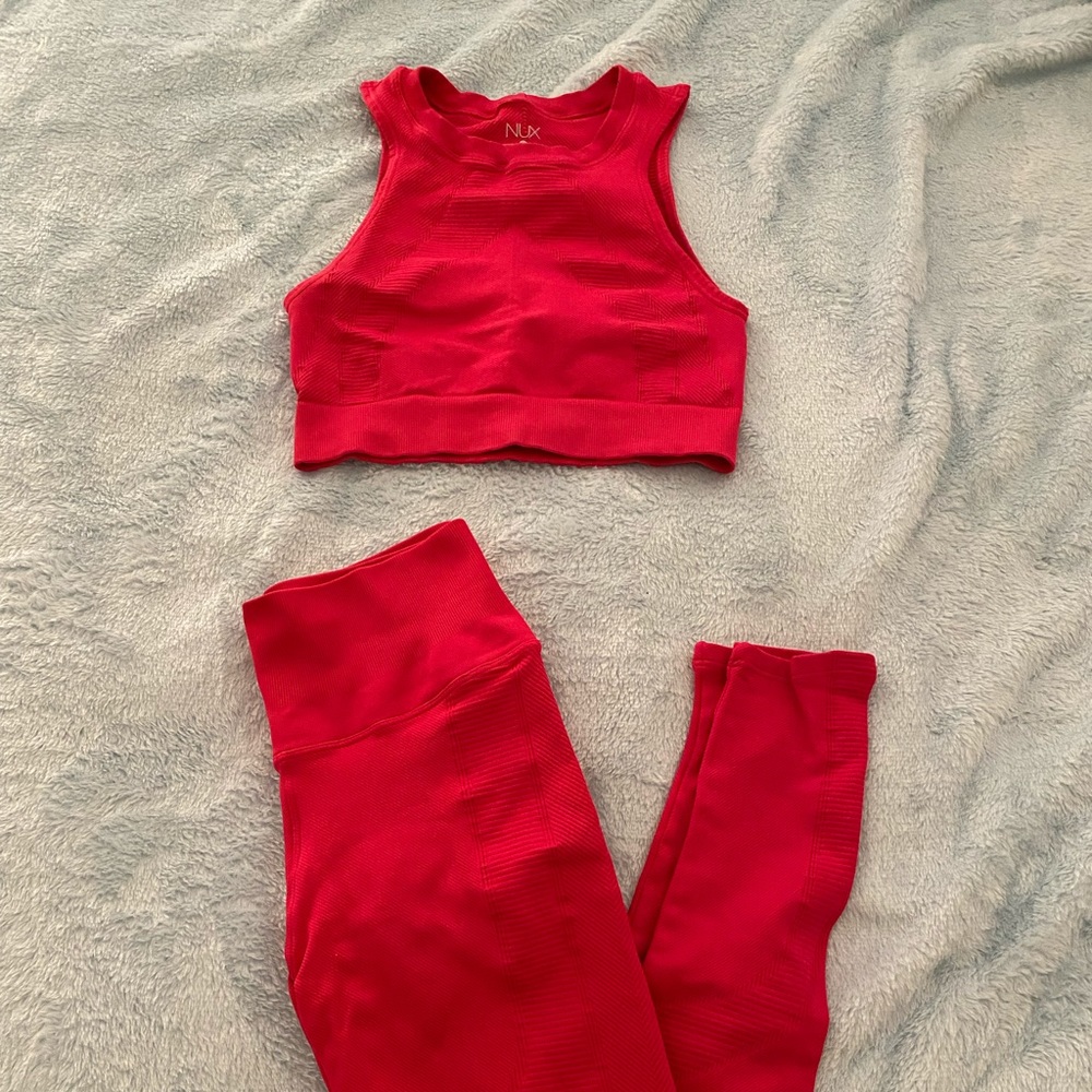 Pink workout set.